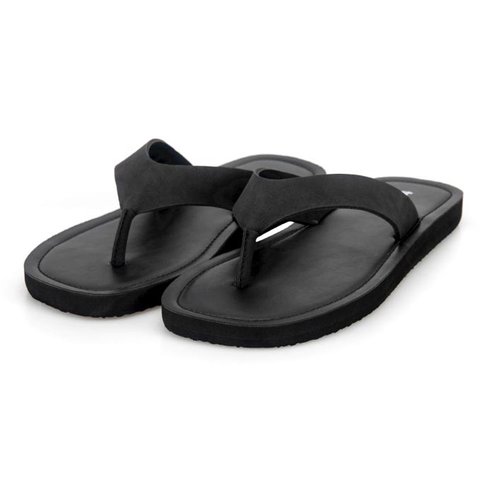 totes® Ladies Square Toe Faux Suede Flip Flop Black  Extra Image 1